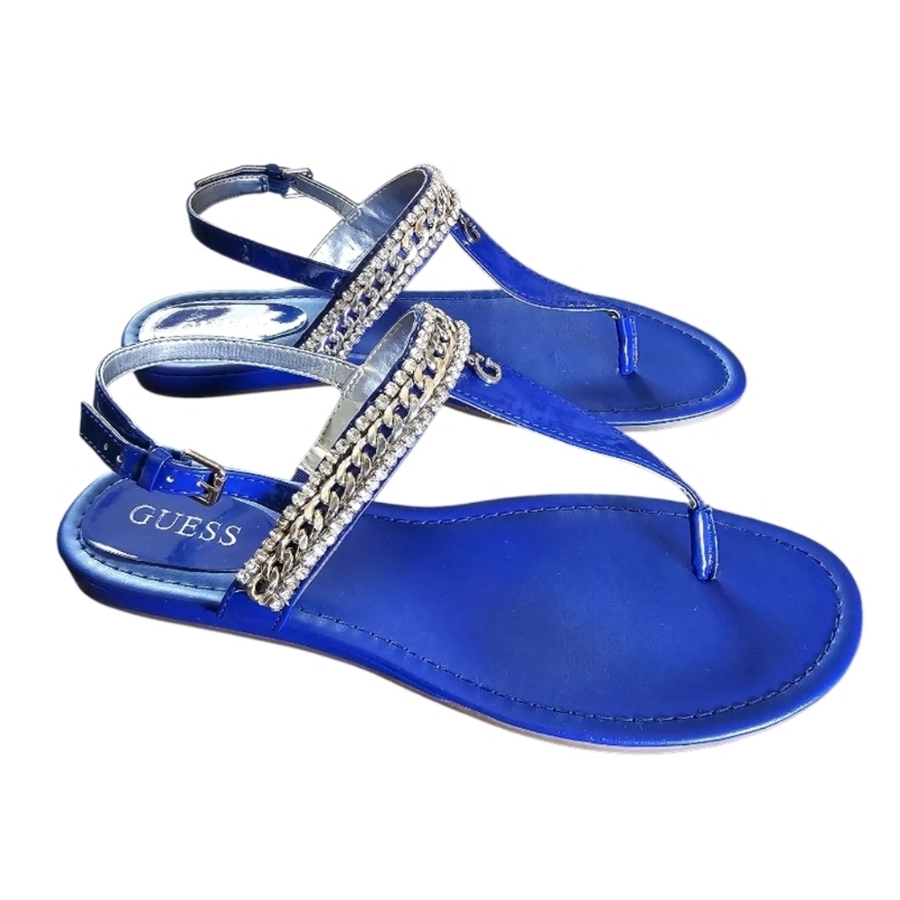 Guess Blue Embellished Sandals Sz 9.5